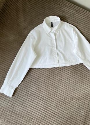 Рубашка белая кроп укороченная h&amp;m7 фото