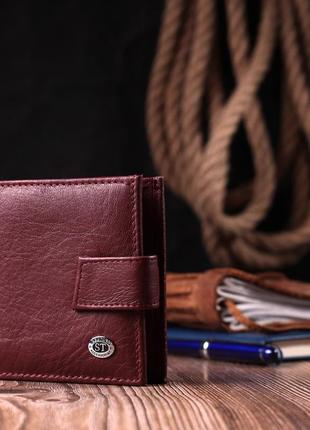 Компактный женский кошелек из натуральной кожи st leather 22674 бордовый7 фото