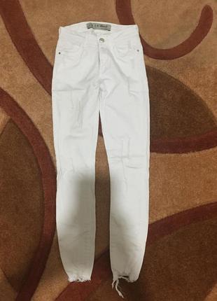 Джинсы брюки штаны высокая посадка denim co белые скинни/skinny2 фото