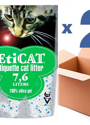 Наповнювач для котячого туалету силікагелевий eticat 7.6l комплект 2 упаковки