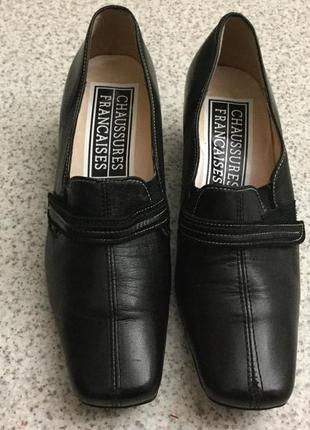 Удобные чёрные кожаные туфли/36/brend  chaussures francaises