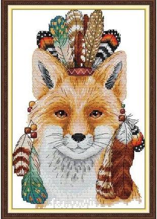 Набір для вишивання за нанесеною на канву схемою "king of foxes". aida 14ct printed 21*31 см