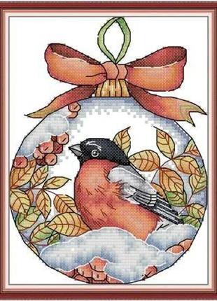 Набор для вышивания по нанесённой на канву схеме "red-bellied bird 3". aida 14ct printed, 17*21 см