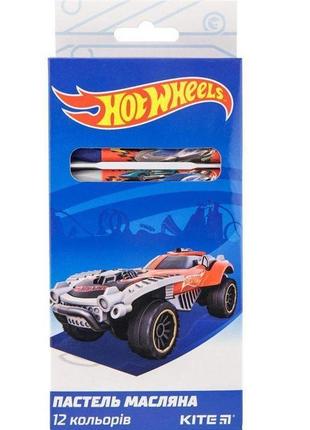 Пастель масляная kite 12цв. hot wheels hw19-071