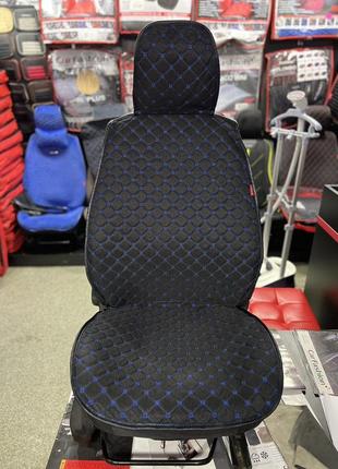 Накидки на сидения car fashion модель linen cube front комплект на передние сидения /  26202 черный-синий5 фото