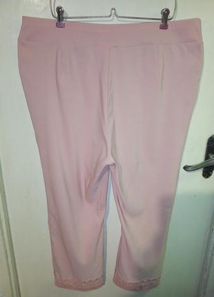 Супер-стрейч,укороченные,нарядные,персиковые брюки с карманами,мега батал2 фото