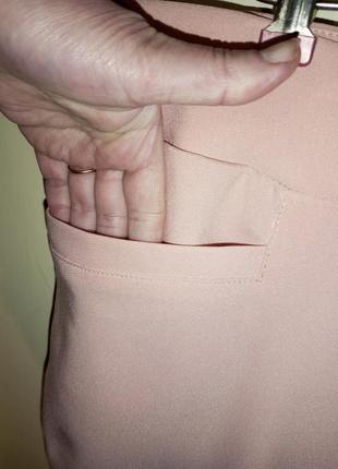 Супер-стрейч,укороченные,нарядные,персиковые брюки с карманами,мега батал7 фото