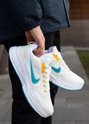 Женские кроссовки найк зум белые с голубым / nike zoom white blue yellow9 фото