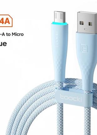 Зарядный кабель usb micro usb toocki 2.4a, 2 м, быстрая зарядка, к телефону, мобильному