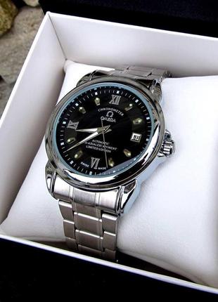 Мужские серебряные механические наручные часы omega / омега1 фото