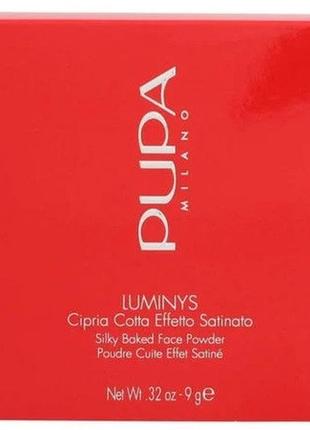 Компактная запеченная пудра для лица pupa luminys silky baked face powder 01 ivory beige, 9 г