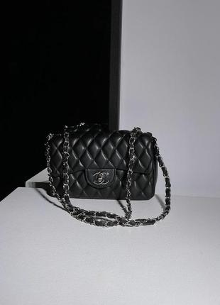 Сумка жіноча в стилі chanel 1.55 black/silver