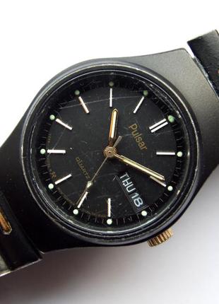 Pulsar by seiko v248-0030 часы с датой и днем недели wr мех japan4 фото