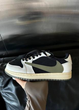 Женские кроссовки air jordan 1 low og 'olive' travis scott7 фото