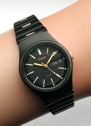 Pulsar by seiko v248-0030 часы с датой и днем недели wr мех japan7 фото
