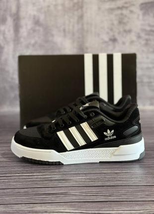 Мужские кроссовки адидас форум чёрные с белым / adidas forum low black white