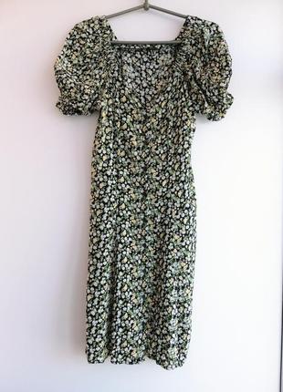 Плаття жіноче чорне зелене квітковий принт міні1 фото