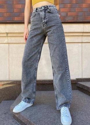 Жіночі джинси труби на високій посадці, з розрізами  класичні, прямі, розширені, палаццо, сині, блакитні, сірі, білі, штани, джинс, чорні9 фото
