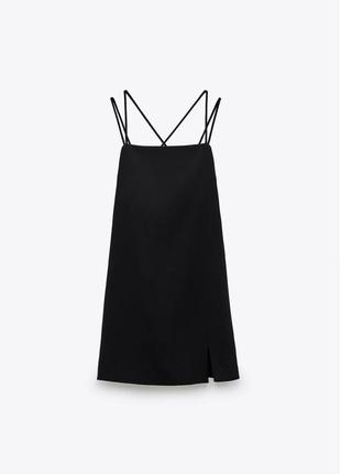 Маленьке коротке чорне плаття, сукня zara на тоненьких брителях3 фото