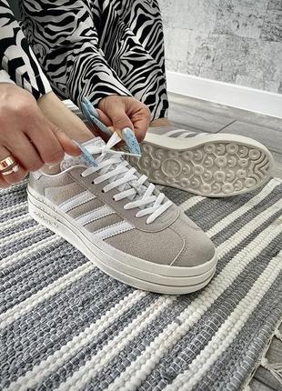 Женские кроссовки adidas gazelle bold grey white