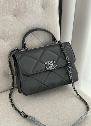 Сумка женская в стиле chanel classic black/black7 фото