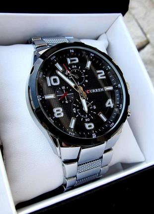 Сріблястий чоловічий наручний годинник curren/ курен1 фото
