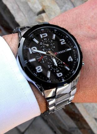Сріблястий чоловічий наручний годинник curren/ курен6 фото