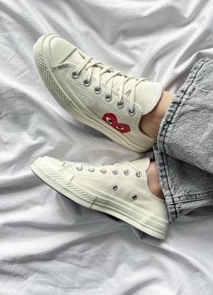 Женские кроссовки garcons play x converse low white2 фото