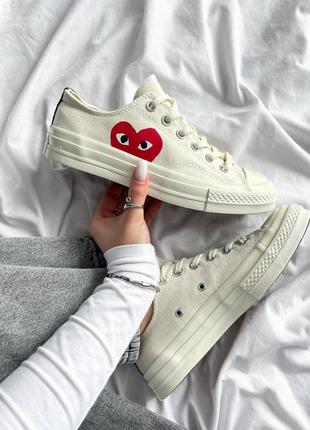 Женские кроссовки garcons play x converse low white1 фото