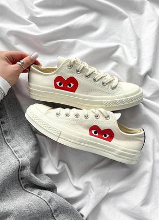 Женские кроссовки garcons play x converse low white7 фото