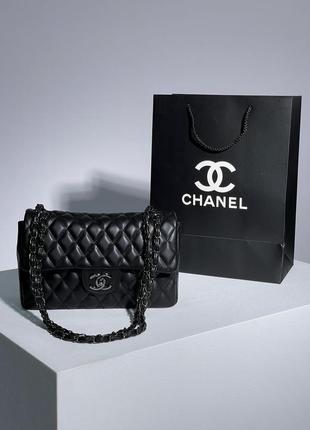 Сумка жіноча в стилі  chanel 2.55 total black