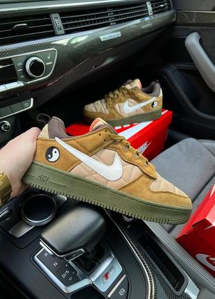 Мужские кроссовки nike air force 1 yin yang fleece termo sand brown