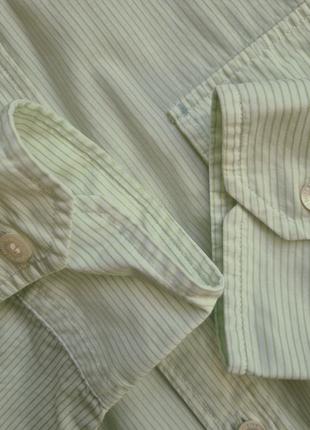 Брендова красива трендова модна топова базова салатова зелена бавовняна сорочка в смужку l ted baker7 фото