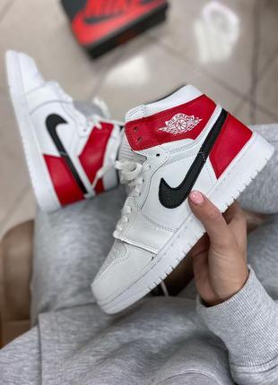 Nike jordan white red кроссовки с мехом
