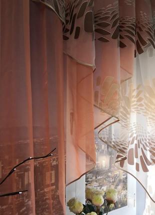 Занавеска на кухню два угла цветы полоски