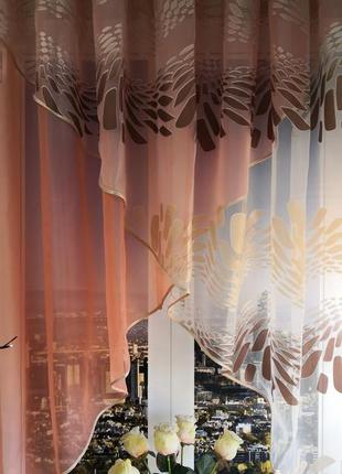 Занавеска на кухню два угла цветы полоски