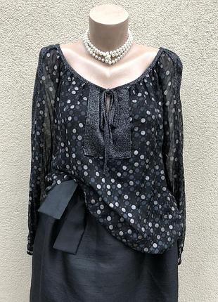 Шелковая блуза,рубаха реглан в горохи,этно бозо стиль,