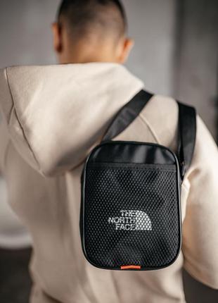 Барстека the north face, мужская сумка через плечо, текстильная барсетка на три отделения, брендовая сумка