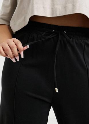 Женские черные широкие брюки палаццо, брюки спортивные батал xl 2xl 3xl xxl l5 фото
