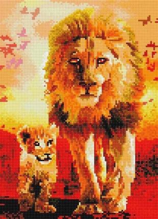Алмазна живопис мозаїка з номерами на полотні 30*40см brushme ej284 леви