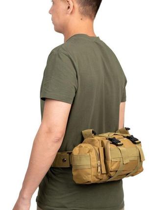 Сумка - подсумок тактическая поясная tactical военная, сумка нагрудная с ремнем на плечо 5 литров кордура7 фото