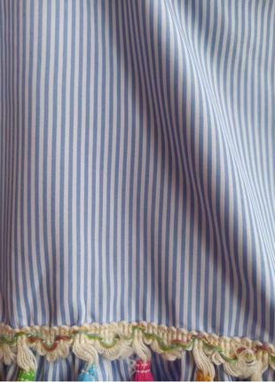 ❗ ▪️ sale ▪️❗легка блуза блакитна біла в принт оздоблена бахромою бахрома літо весна кофта футболка база3 фото