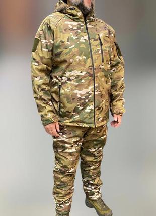 Костюм тактический демисезон, softshell, мультикам, размер xl, демисезонный костюм для военных софтшел