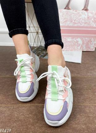 ▪️стиль balenciagа баленсиага легкие летние весна-лето спортивные женские новые кроссовки белые разноцветные кожаные текстильные(эко кожа-текстиль)9 фото