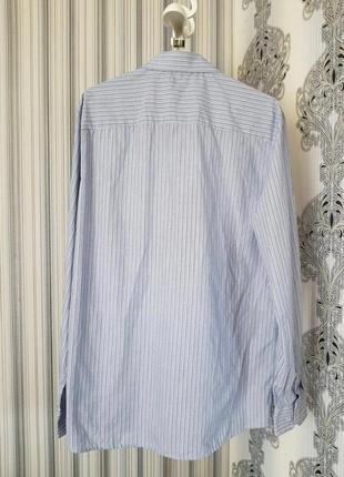Брендова топова базова блакитна бавовняна синя смугаста сорочка в смужку f&amp;f l