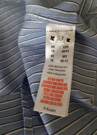 Брендова топова базова блакитна бавовняна синя смугаста сорочка в смужку f&amp;f l