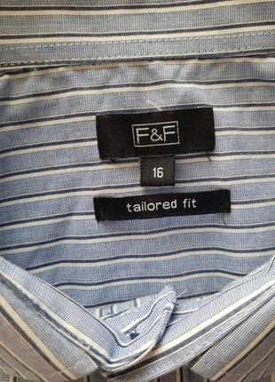 Брендова топова базова блакитна бавовняна синя смугаста сорочка в смужку f&amp;f l