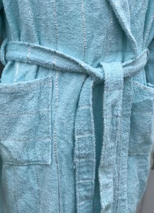 Чоловічий махровий халат 💯% колір морської хвилі5 фото