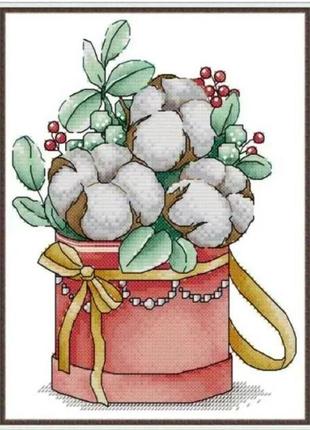 Набір для вишивання за нанесеною на канву схемою "winter bouquet ". aida 14ct printed, 20*28 см