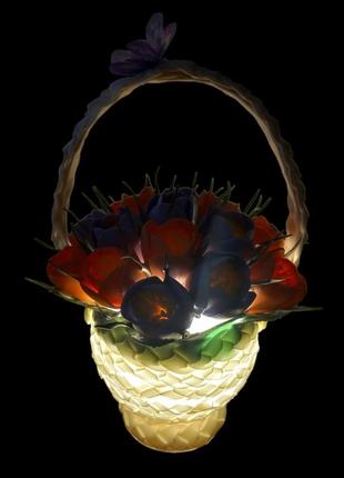 Светильник из изолона «букет цветов в корзине».5 фото